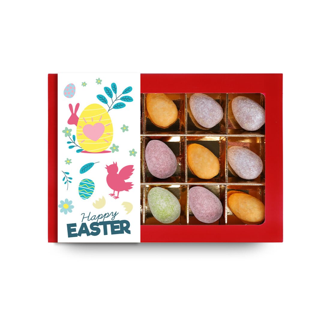 Chocolade gevulde paaseitjes | karamel/framboos/pistache | geschenkdoos | 185g