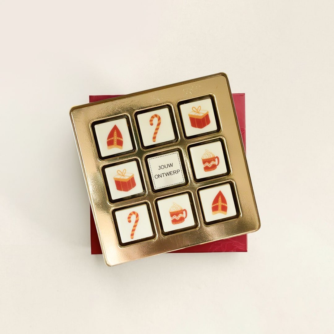 Chocoladeblokjes 9 sinterklaas logo