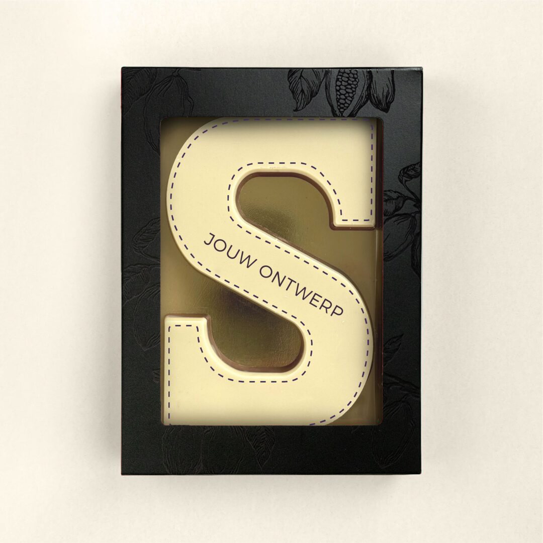 Chocoladeletter S Eigen ontwerp Wit