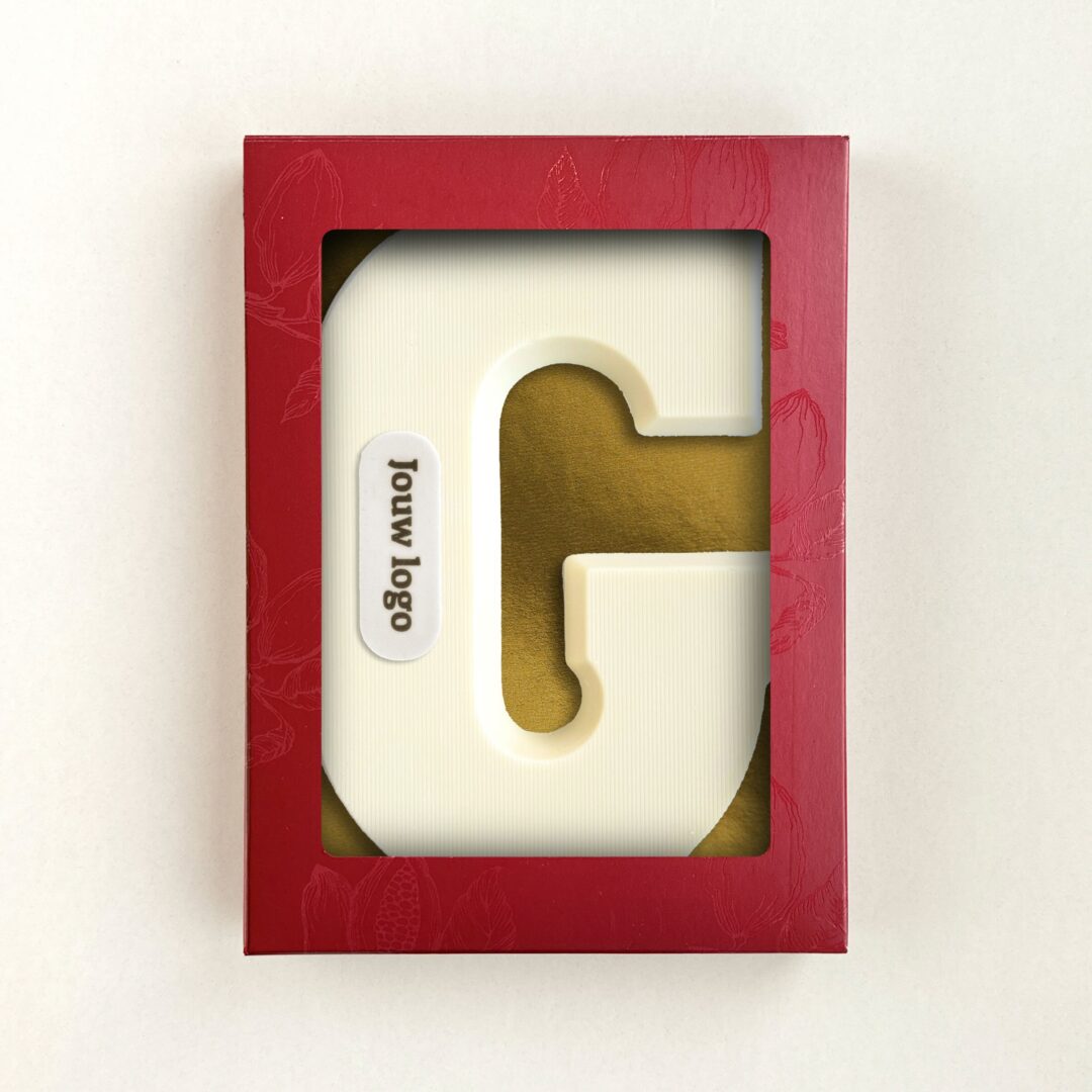 Chocoladeletter Eigen Logo G Wit
