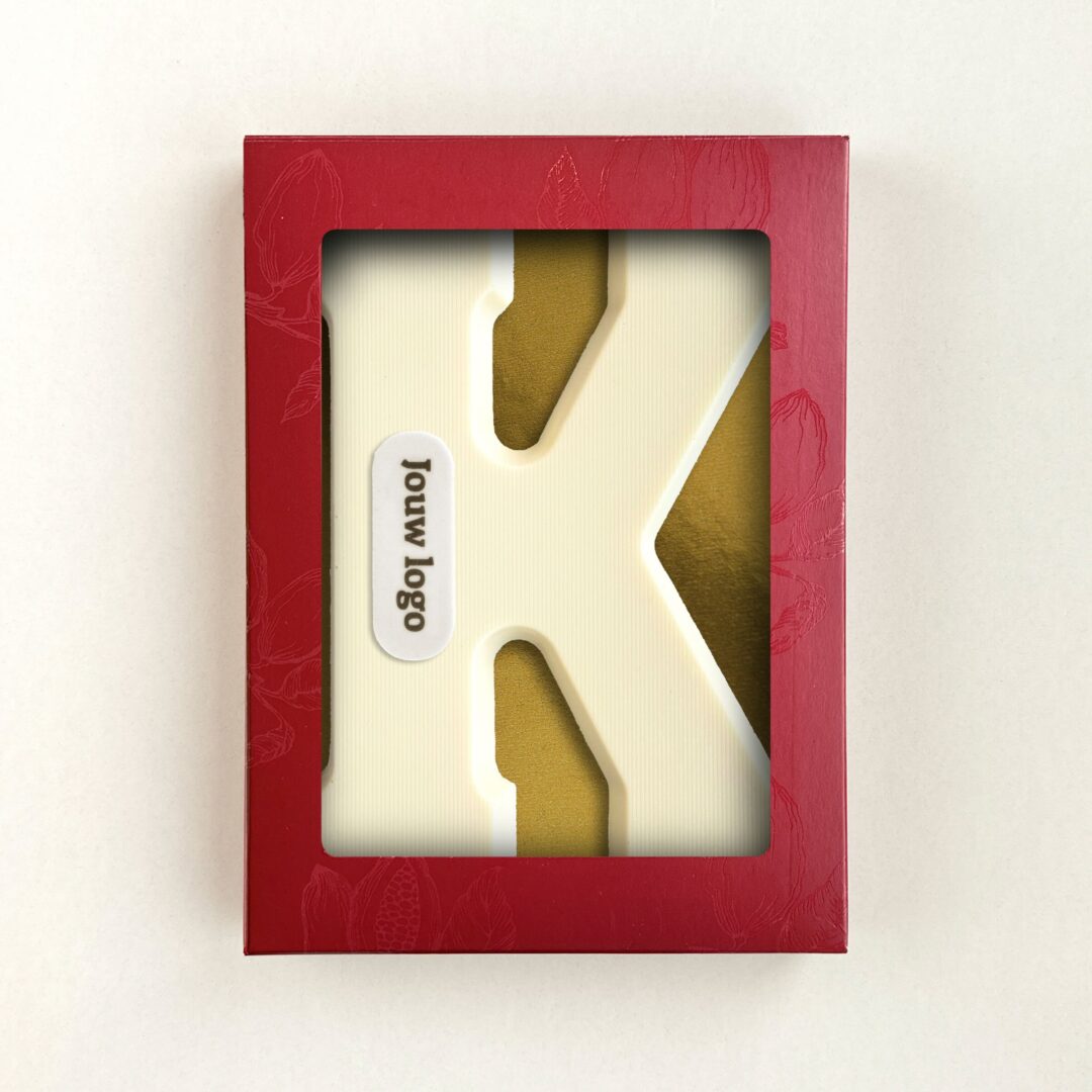 Chocoladeletter Eigen Logo K Wit