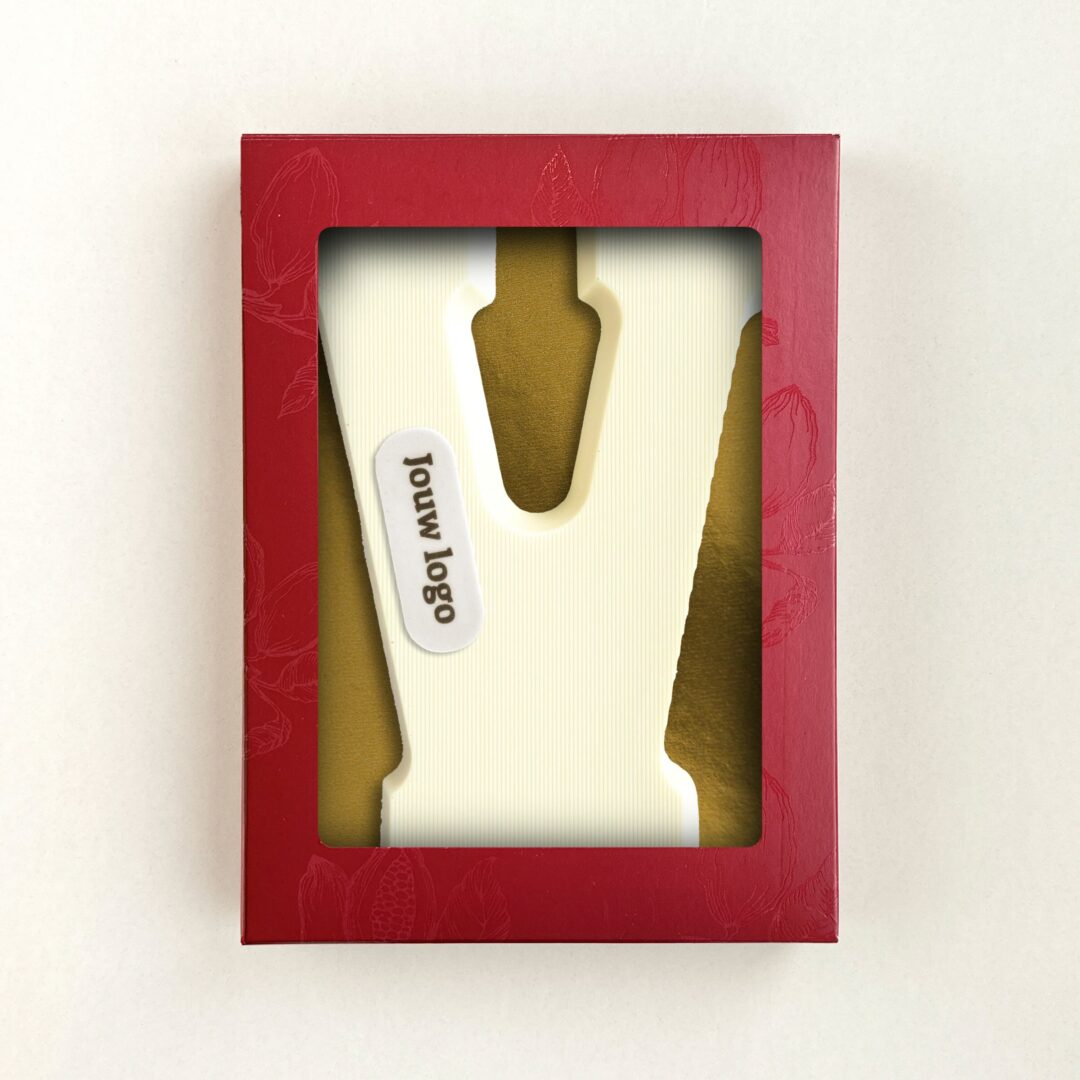 Chocoladeletter Eigen Logo V Wit