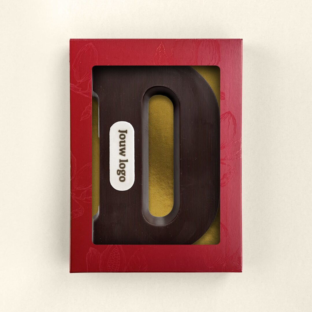 Chocolade logoletter D puur met jouw eigen logo
