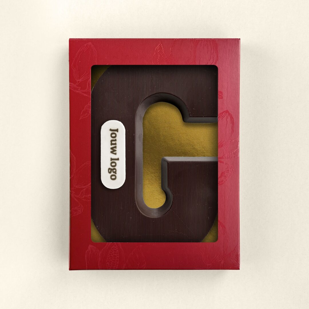 Chocolade logoletter G puur met jouw eigen logo