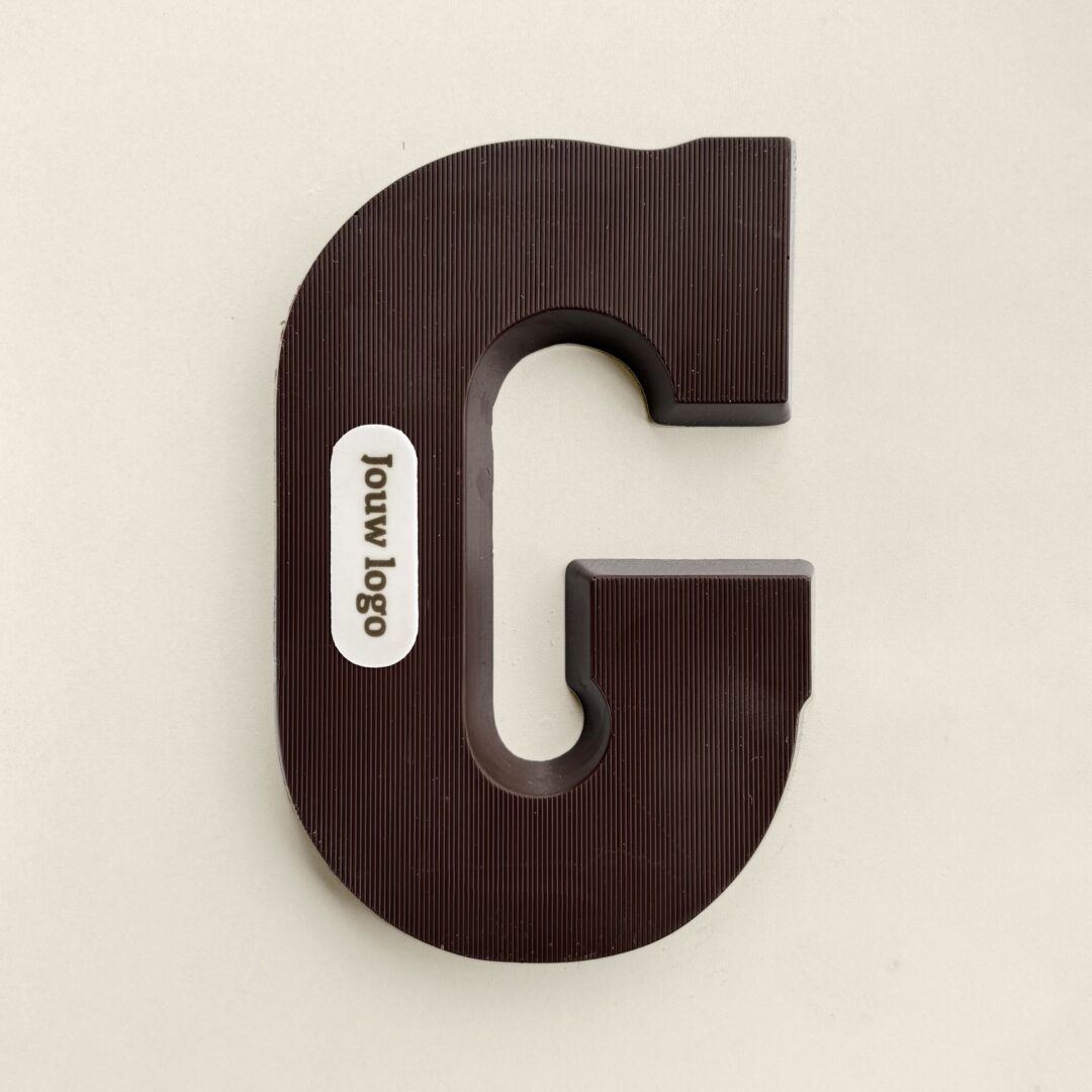 Chocolade logoletter G puur met jouw eigen logo