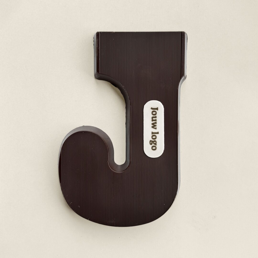 Chocolade logoletter J puur met jouw eigen logo