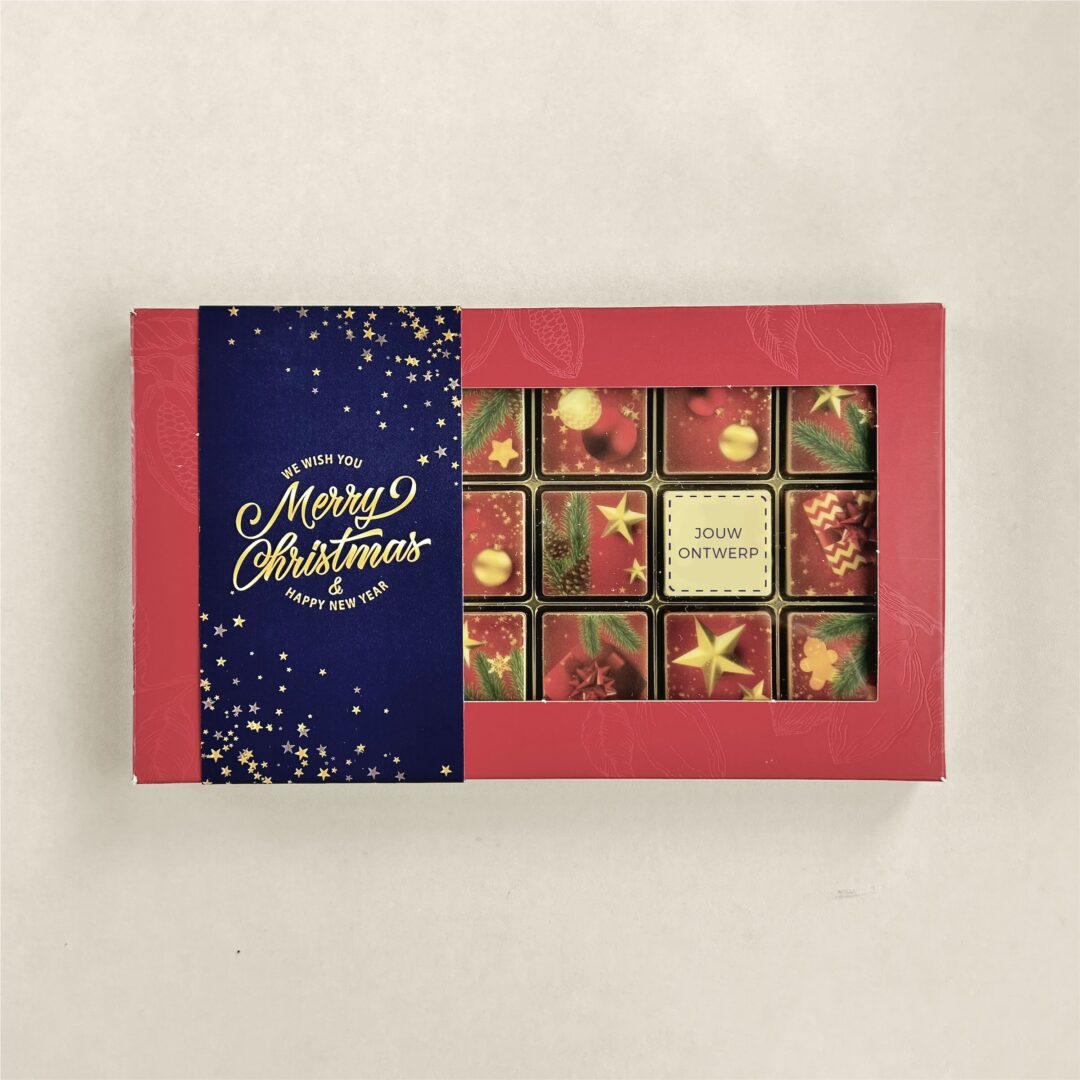 Chocolade logoblokjes in een luxe geschenkdoos 18 Kerst