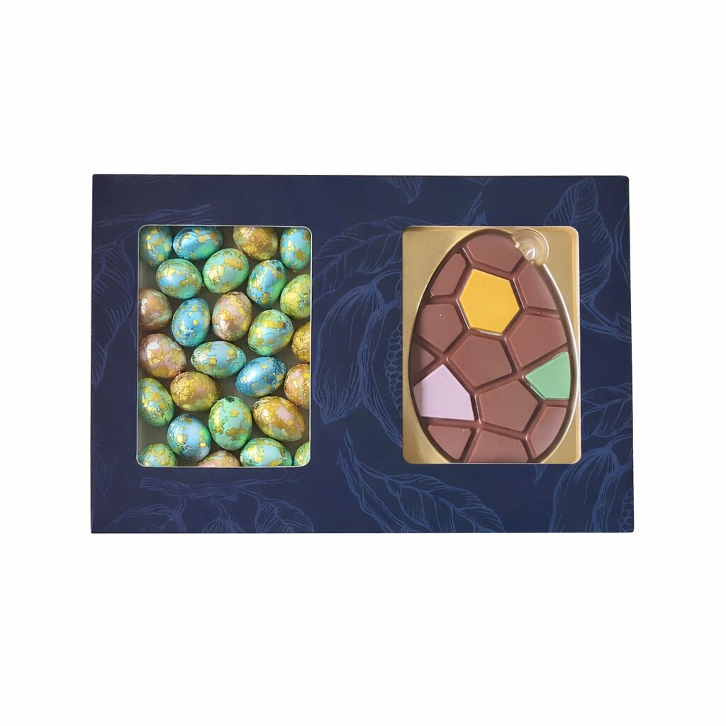 Duo sleeve met chocolade paaseitjes en groot ei