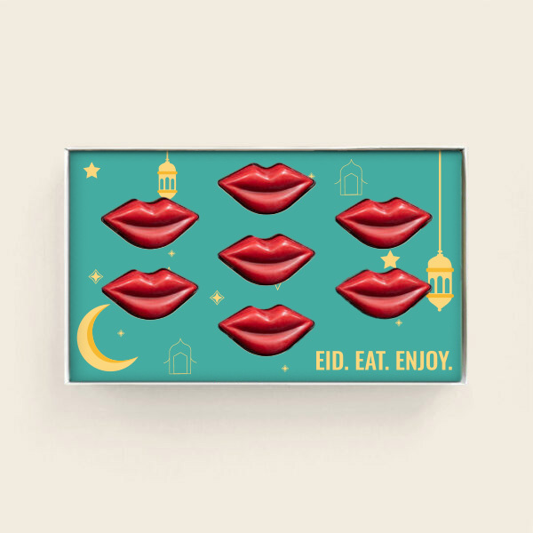 Eid Mubarak Chocolade lippen bonbons - Halal geschenk - Suikerfeest. Taasty Present - gepersonaliseerde chololade en zoetwaren