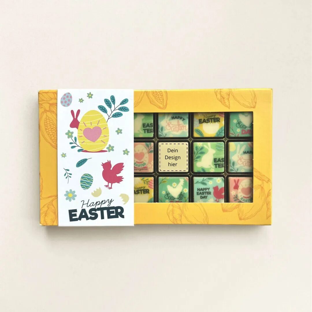 Schokoladenwürfel 18 Ostern mit eigenem Logo