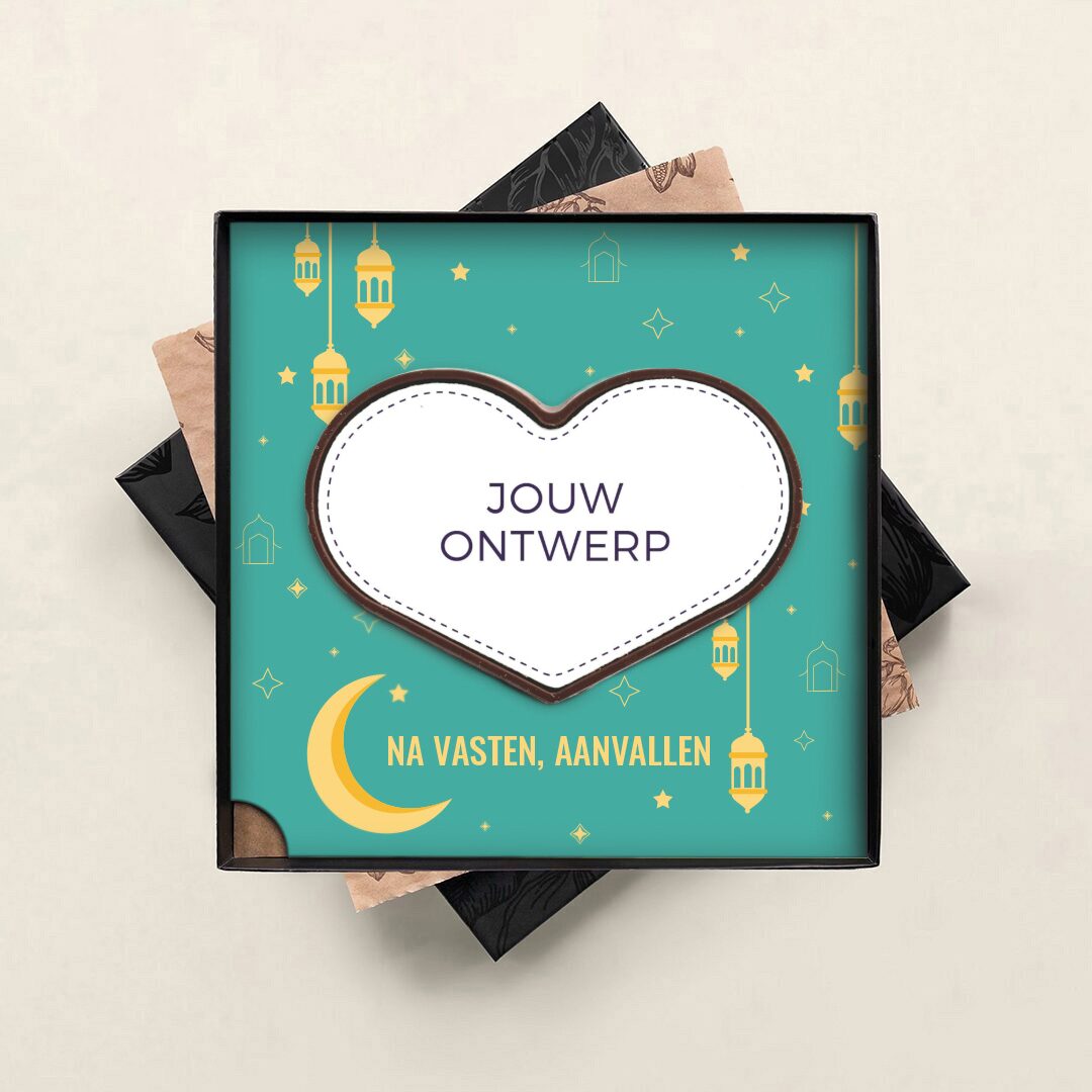 Halal chocolade te personaliseren chocolade hart voor Suikerfeest Eid Mubarak . Tasty Present - gepersonaliseerde chocolade en zoetwaren
