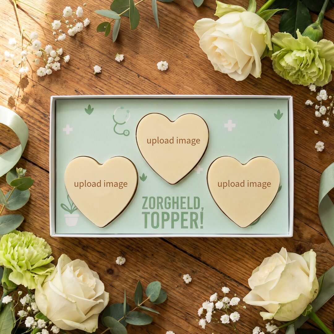 Chocolade Harten Bedrukken - dag van de zorg, geschenk - Tasty Present - Gepersonaliseerde chocoladce