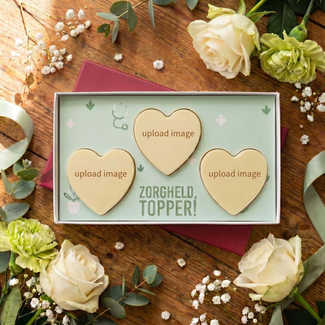 Chocolade Harten Bedrukken - dag van de zorg, geschenk - Tasty Present - Gepersonaliseerde chocoladce