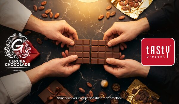 Geruba Chcocolade arbeitet gemeinsam mit Tasty Present an der Gestaltung einzigartiger, personalisierter Schokoladengeschenke